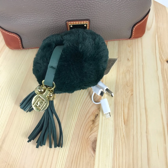 Liz Claiborne Accessories - Pompom green portable phone charger clip on bag